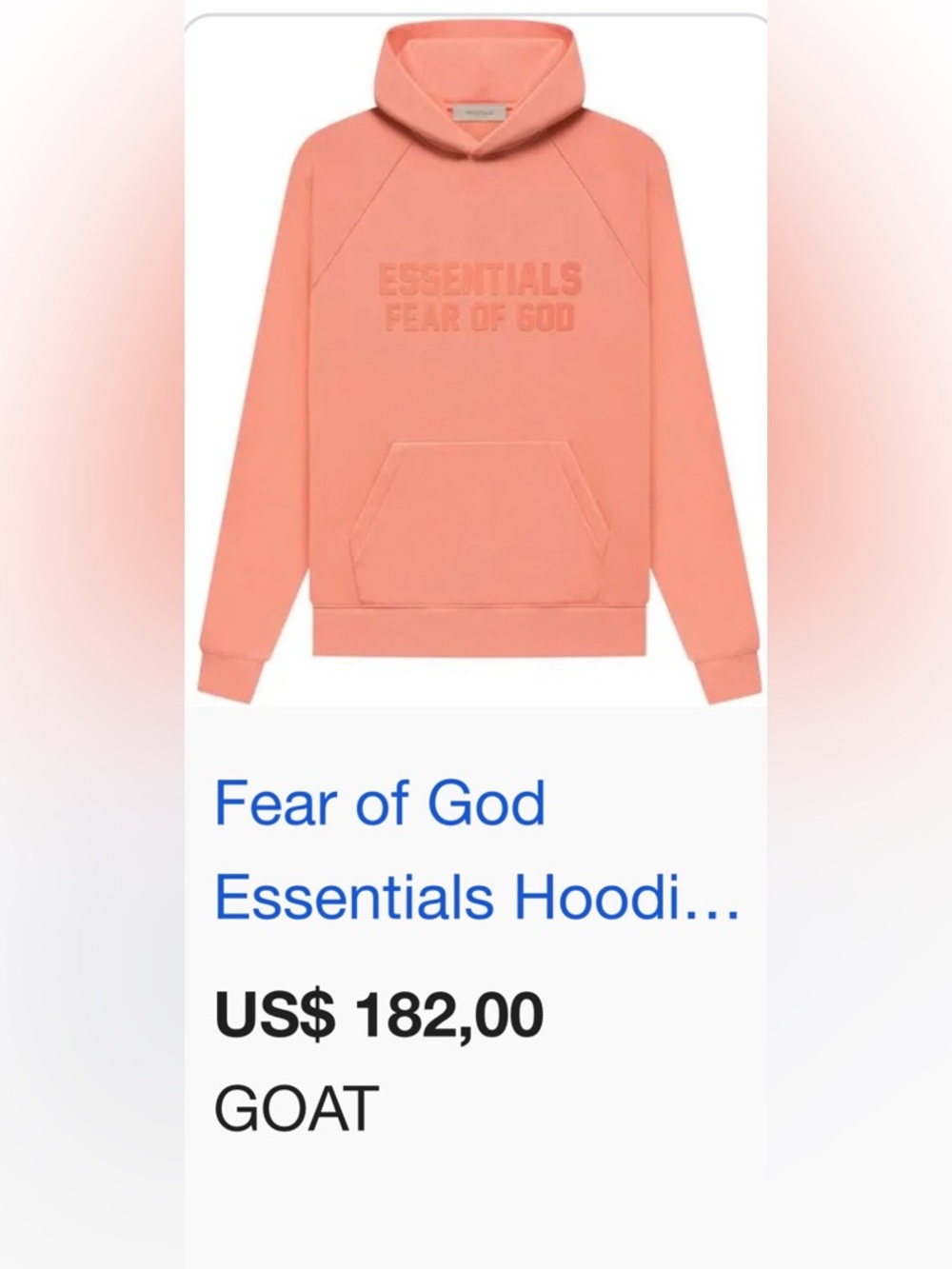 Fear of God Essentials Coral Pullover Hoodie